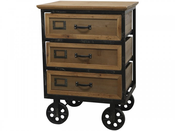 Chest of Drawers on Wheels w. 3 drawers