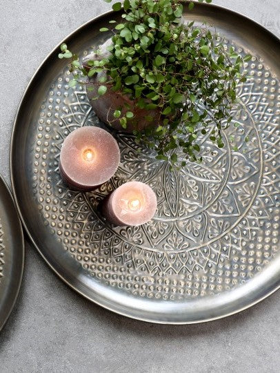 Antique Brass Tray with Pattern