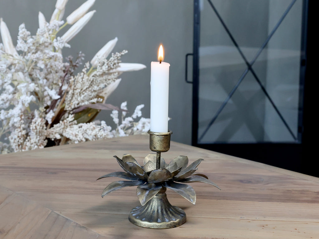 Candlestick On Foot With Flower