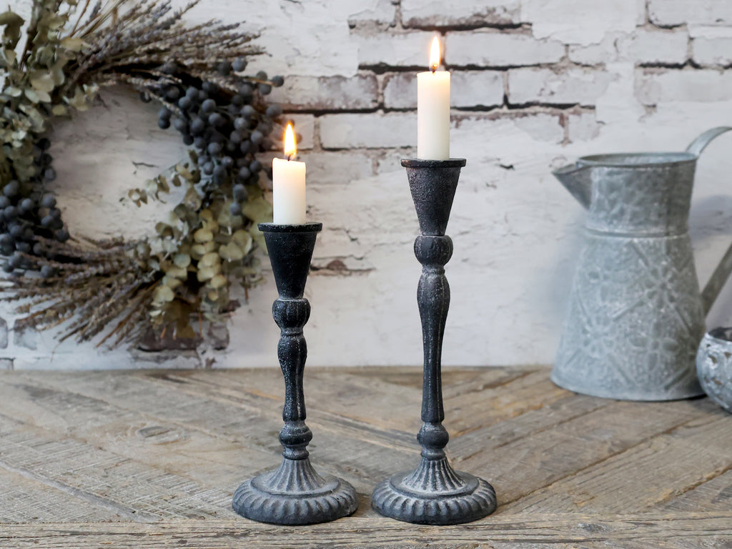 ANTIQUE ZINC CANDLE STICK