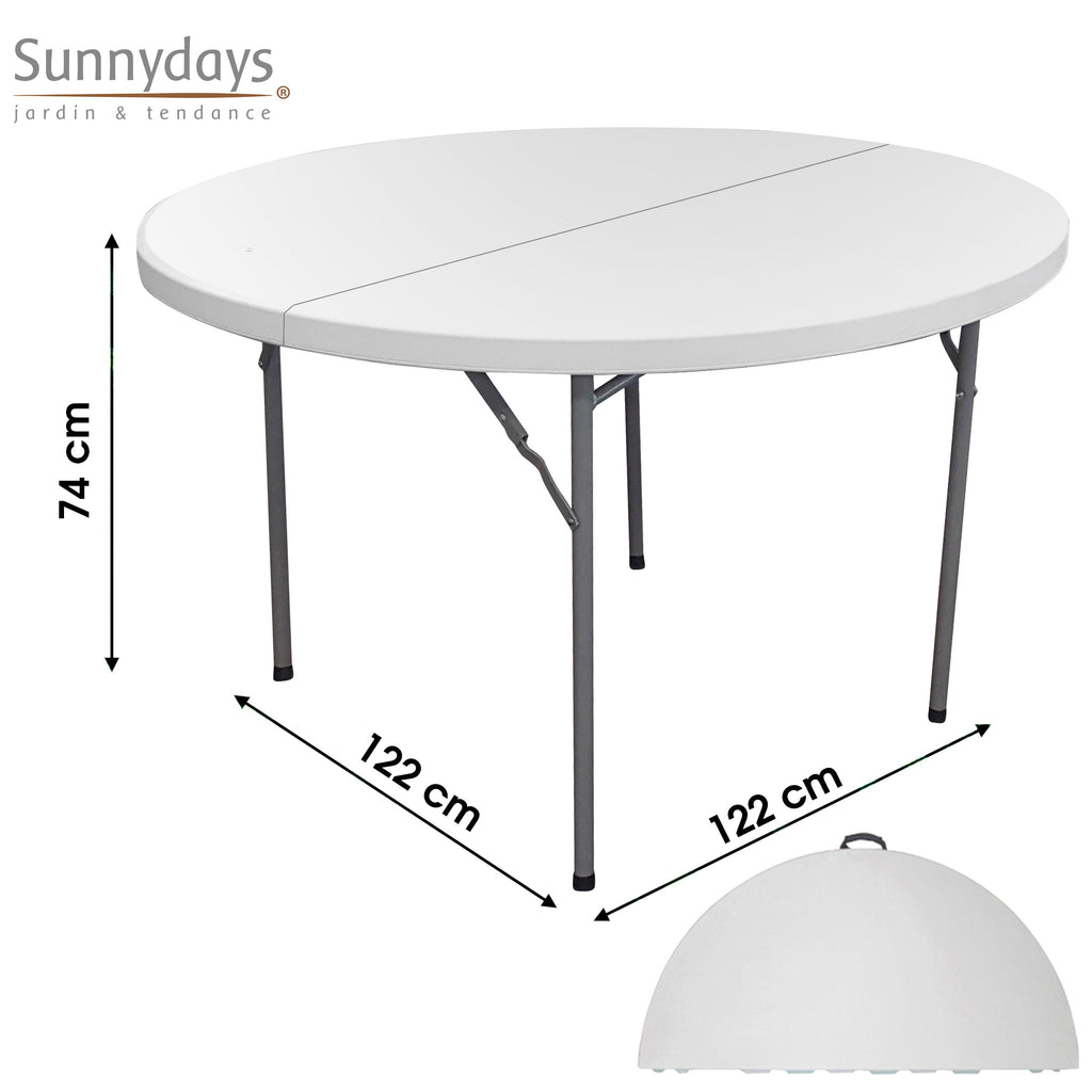 Round Folding Table - White