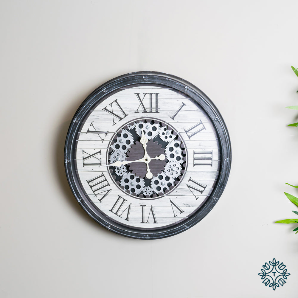 Clockworks Gears Clock Ant Grey