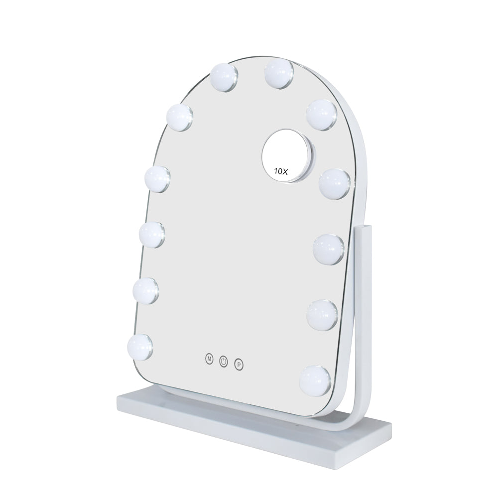 Hollywood Bulb Arch Vanity Mirror White