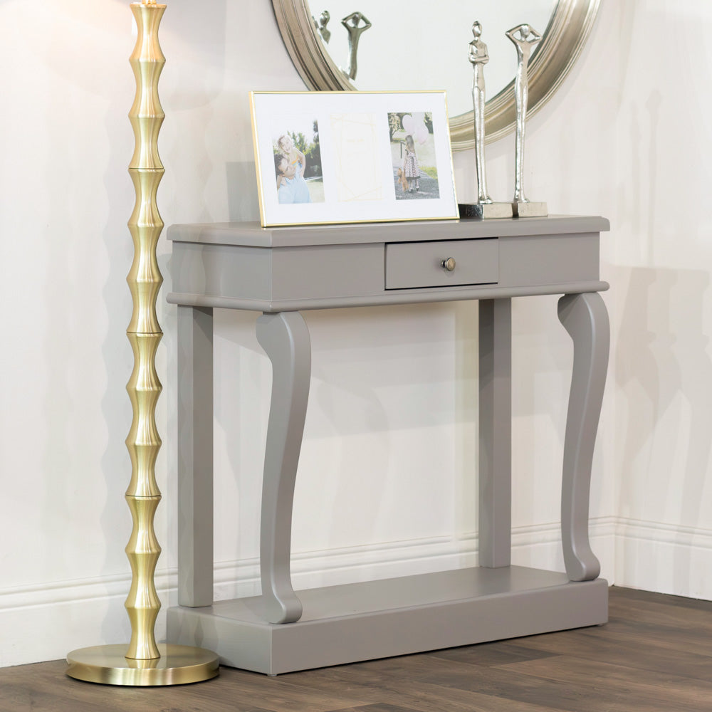Scroll Mink Console Table With Drawer