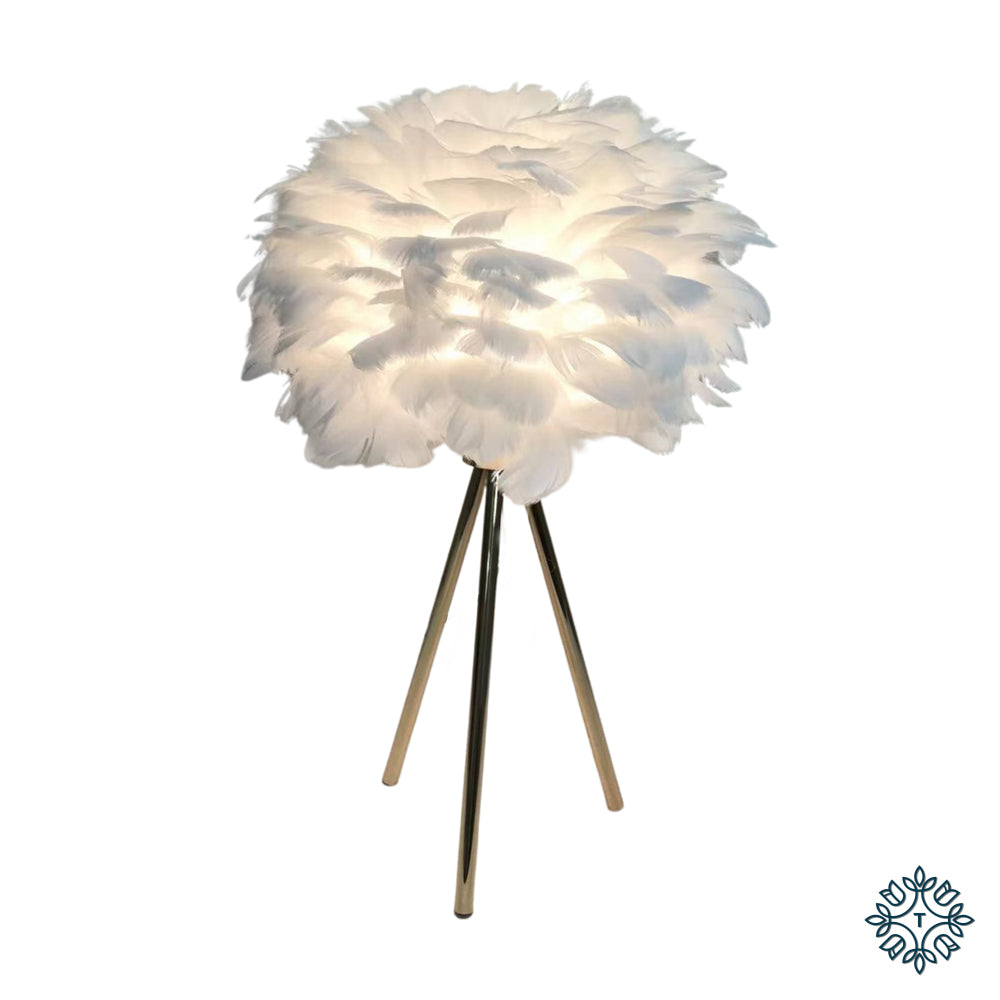 Feather Table Lamp,White 50cm
