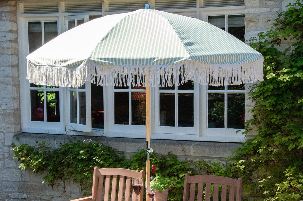 Striped Fringe Parasol 2.29m