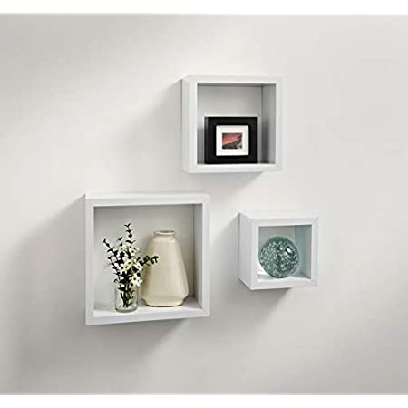 Set of 3 White Cube Shelves
