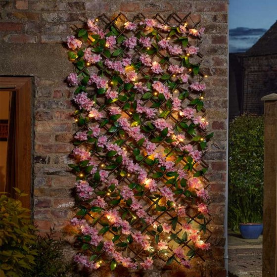 Solar In-Lit Pink Blossom 180 x 90cm Trellis