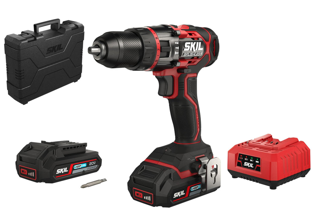 Skil Brushless Cordless Combi Drill 20V 9070HC, Batteries and Charger 2X20V 2.0AH