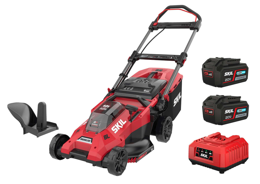 Skil 43CM Cordless Brushless Lawnmower 20V 014BA, Batteries and Charger 2X4.0AH