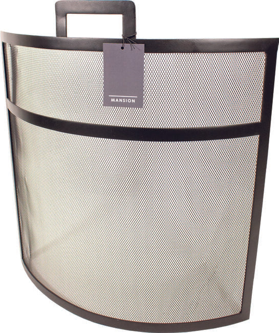 Black Curved Fire Screen With Handle