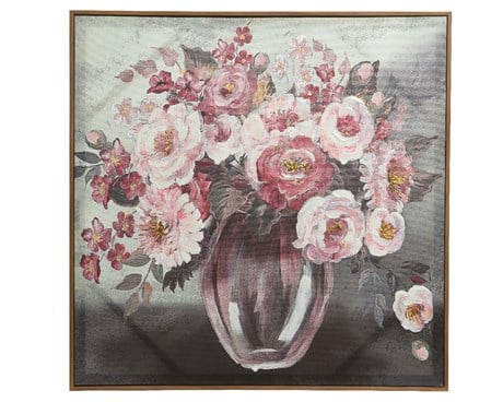 Hand Painted Pink Vase Wall Canvas 80x80cm