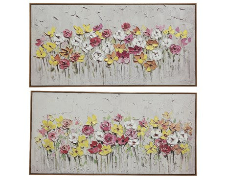Hand Painted Floral Canvas 60x120cm