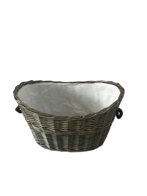 Rope Oval Grey Willow Basket With Liner